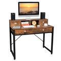 iTopRoad Computer Desk 41 for Laptop Table Home Office Notebook Desk Organizer with Hutch 4 Drawers Metal Legs