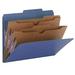 smead pressboard classification file folder with safeshield fasteners 2 pocket dividers 2 expansion letter size dark blue 10 per box (14077)