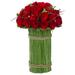 Northlight Wooden Roses and Grass Artificial Floral Bouquet Arrangement - 11.5 - Red