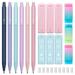 FourCandies Cute Mechanical Pencil Set 6PCS Pastel Mechanical Pencils 0.5mm & 0.7mm with 360PCS HB Pencil Leads 3PCS Erasers and 9PCS Eraser Refills Aesthetic Mechanical Pencils for Girls Writing