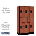 Salsbury 12 in. x 5 ft. x 15 in. 3 Wide Double Tier S Style Designer Wood Locker - Cherry