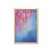 Flower Wall Art with Frame Sakura Branches Hangs down from Tree Branch Dramatic Night Oriental Plant Image Art Printed Fabric Poster for Bathroom Living Room 23 x 35 Pink Blue by Ambesonne