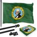 G128 Combo Pack: 6 Feet Tangle Free Spinning Flagpole (Black) Washington WS State Flag 3x5 ft Printed 150D Brass Grommets (Flag Included) Aluminum Flag Pole