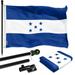 G128 Combo Pack: 6 Ft Tangle Free Spinning Flagpole (Black) & Honduras Flag 3x5 Ft Printed 150D Polyester Brass Grommets (Flag Included) Aluminum Flag Pole