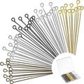 Tcwhniev 500 Pcs Open Eye Pins Mix Jewelry Findings Eye Pins Open Eye Pins Head Pins Eye Pins Findings for Jewelry Making DIY Necklace