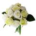 12-head Artificial Rose Bouquet Simulation Flower Bundle Home Decor Wedding Fake Flower Ornament White Green