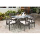 Panama Jack Outdoor Corra Rectangular 6 - Person Outdoor Dining Set Glass in Gray | Wayfair PJO-1601-GRY-7PC-CUSH/SU-725