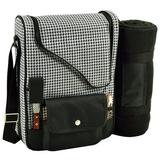 Picnic at Ascot 2 Can Houndstooth Bordeaux Wine & Cheese Picnic Cooler in Black/White | 13.75 H x 15.5 W x 4 D in | Wayfair 535X-HT