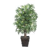 Vickerman Everyday 4 Artificial Japanese Maple Bush In A Square Willow Basket - Realistic Indoor Greenery Decor - Faux Potted Decoration For Home Or Office Accent