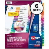 Avery Customizable TOC Ready Index Multicolor Dividers 15-Tab Letter 6 Sets (11197)