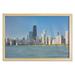 Illinois Wall Art with Frame View of Chicago Skyline from Michigan Lake Famous American Town Midwest Panorama Printed Fabric Poster for Bathroom Living Room 35 x 23 Slate Blue by Ambesonne