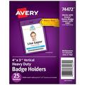 Avery Heavy Duty Badge Holders 4 x 3 25 Vertical ID Badge Holders (74472)