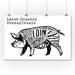 Amish Country Pennsylvania - Butchers Block Meat Cuts - Black Pig on White - Lantern Press Artwork (36x54 Giclee Gallery Print Wall Decor Travel Poster)