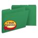 Smead Expanding Recycled Heavy Pressboard Folders 1/3-Cut Tabs: Assorted Letter Size 1 Expansion Green 25/Box