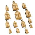 Bird Cage with Bird Wood Mini Charms Shapes DIY Craft Jewelry - With Hole - 18mm (17pcs)