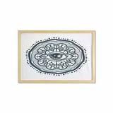 Occult Wall Art with Frame Realistic Retro Eye Pattern in Round Eastern Mandala Form Micro Cosmos Design Print Printed Fabric Poster for Bathroom Living Room 35 x 23 Blue White by Ambesonne