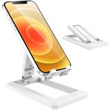 Phone Stand Portable Multi-Angle Adjustable Smartphone Holder Ultra Lightweight Universal Desktop Phone Dock Pc For Iphone 12 Iphone 11 Se Xr P30 S20 And Other Devices - White