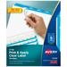 Avery 5 Tab Dividers for 3 Ring Binder Easy Print & Apply Clear Label Strip Index Maker Customizable Blue Tabs 5 Sets (11410)