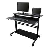 Stand Up Desk Store Rolling Adjustable Height Two Tier Standing Desk Computer Workstation (Black Frame/Black Top 48 Wide)