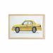 New York Taxi Wall Art with Frame Side View Illustration of American Style NY City Checker Cab Art Print Printed Fabric Poster for Bathroom Living Room 35 x 23 White and Mustard by Ambesonne