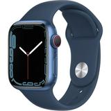 Restored Apple Watch Series 7 GPS + Cellular 41mm Blue Aluminum Case with Abyss Blue Sport Band (Refurbished)