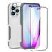 NIFFPD iPhone 14 Pro Max Case with Screen Protector + Camera Lens Protector Shockproof Full Coverage Protective Cover Phone Case for iPhone 14 Pro Max 6.7 White&Gray