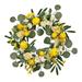20 inch Artificial Lemon Wreath for Front Door Yellow Peony White Hydrangea Green Leaves Wreath with Big Berries Wreath Grapevine Wreath Spring Summer Wreath for Wall Window Party Decor