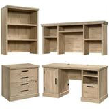 Home Square 4-Piece Set with Computer Desk Lateral File Cabinet & 2 Hutches