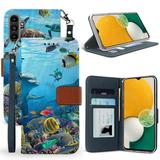 BC Pocket Wallet [Card Slots & ID Window] Case for Samsung Galaxy A13 5G - Ocean Reef Dolphin