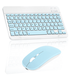 Rechargeable Bluetooth Keyboard and Mouse Combo Ultra Slim Full-Size Keyboard and Ergonomic Mouse for Xiaomi Poco M3 Pro 5G and All Bluetooth Enabled Mac/Tablet/iPad/PC/Laptop - Sky Blue