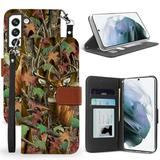 BC Pocket Wallet [Card Slots & ID Window] Case for Samsung Galaxy S22+ Plus - Deer Camo Leaves