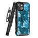 Capsule Case Military Case Compatible with iPhone 13 [Shockproof Grade Kickstand Holster Belt Clip Heavy Duty Black Case Cover] for iPhone 13 6.1 inch All Carriers (Blue White Roses)