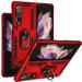 Hard Case for Samsung Galaxy Z Fold 3 5G 7.6-Inch Android Smartphone Tablet (SM-F926U) - Shockproof Protective Rugged Cover with Kickstand / Cell Phone Ring Holder (Red)
