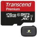 128GB Memory Card with Zipper Case (Not a phone case) - Transcend High Speed MicroSD Class 10 MicroSDXC Compatible for BOLD N1 - CAT S41 S62 S48c S61 S42 Pro - Coolpad Canvas Illumina - K7O