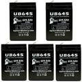 5x Pack - Compatible Tripp-Lite Touchmaster 420 Battery - Replacement UB645 Universal Sealed Lead Acid Battery (6V 4.5Ah 4500mAh F1 Terminal AGM SLA) - Includes 10 F1 to F2 Terminal Adapters