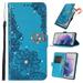 for Samsung Galaxy S21 Plus Case Galaxy S21 Plus Wallet Case PU Leather Case Glitter Flower Pattern Embossed Purse Kickstand Flip Cover Card Holders Hand Strap for Samsung Galaxy S21 Plus Skyblue
