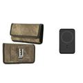 Pouch and Power Bank Bundle for iPhone 14 Pro: Rugged Denim Nylon Belt Holster Case (Tan Brown) and 20W PD Power Delivery Type-C Portable Charger Battery (15W Wireless)