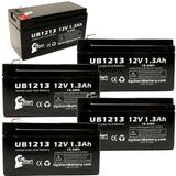 5x Pack - Compatible Critikon 1000 VITANET Battery - Replacement UB1213 Universal Sealed Lead Acid Battery (12V 1.3Ah 1300mAh F1 Terminal AGM SLA) - Includes TWO F1 to F2 Terminal Adapters