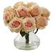 Nearly Natural Rose Arrangement Artificial Flowers with Vase Orange