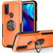 Elepower for Moto G Pure 6.5 2021 Case Multi-Layer Anti-Drop Case with Ring Kickstand & Car Mount Shockproof Protective Case for Moto G Pure Ladies Women Men Orange