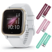 Garmin Venu Sq 2 Unisex GPS Smartwatch White/Cream Gold 010-02701-01 with 3 Straps Berry/Pink/Teal