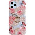CASELIX Compatible with iPhone 13 Case Flower Case Cute Clear for Women Girls with 360 Degree Rotating Ring Kickstand Soft TPU Shockproof Cover Compatible for iPhone 13 Rose Butterfly