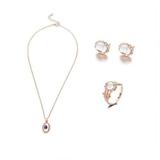 Women Moonstone Ring+Stud Earrings+Necklace Pendant Gifts HOT Jewelry Chain S5A2