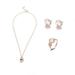Women Moonstone Ring+Stud Earrings+Necklace Pendant Gifts HOT Jewelry Chain S5A2