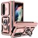 UUCOVERS for S-amsung Galaxy Z Fold 4 Case Cover Hinge Protection Pen Holder Ring Holder Slide Camera Lens Protector Drop Proof PC TPU Military-Grade Hybrid Rugged Cover for S-amsung ZFold4 Rosegold