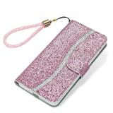 For Samsung Galaxy Note 10 Case Girly Bling Glitter Card/Credit Slot Wallet Case Magnetic Wrist Hand Strap Shockproof Flip Stand PU Leather Shell For Samsung Galaxy Note 10 Pink