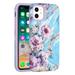 Apple iPhone 11 (6.1 ) Bliss Floral Stylish Design Hybrid Rubber TPU Hard PC Shockproof Armor Rugged Slim Fit Phone Case Cover [ Blue Purple Flowers ]