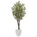 Nearly Natural 5 ft. Olive Tree in White Oval Planter