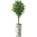 Artificial Tree in Geometric Pattern Planter Fake Ficus Silk Tree for Indoor and Outdoor Home Decoration - 75 Overall Tall (Plant Pot Plus Tree)