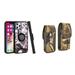 Bemz Ring Series Case for iPhone 14 Plus (TPU Silicone Cover with Magnetic Stand) and Vertical Rugged Nylon Belt Holster Pouch (Black White Marble/Camo)